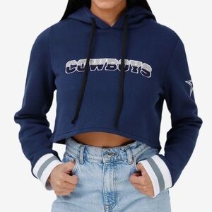 Cowboys Navy Blue Cropped Hoodie